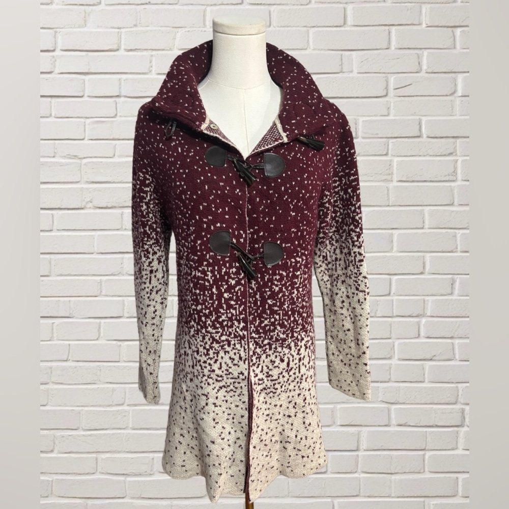 Italian Alpaca Mohair Ombre Knit Toggle Coat Cardigan Sweater Scandi Layering S